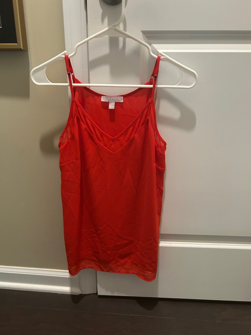 Silk-Feel Red V-Neck Camisole with Adjustable Straps